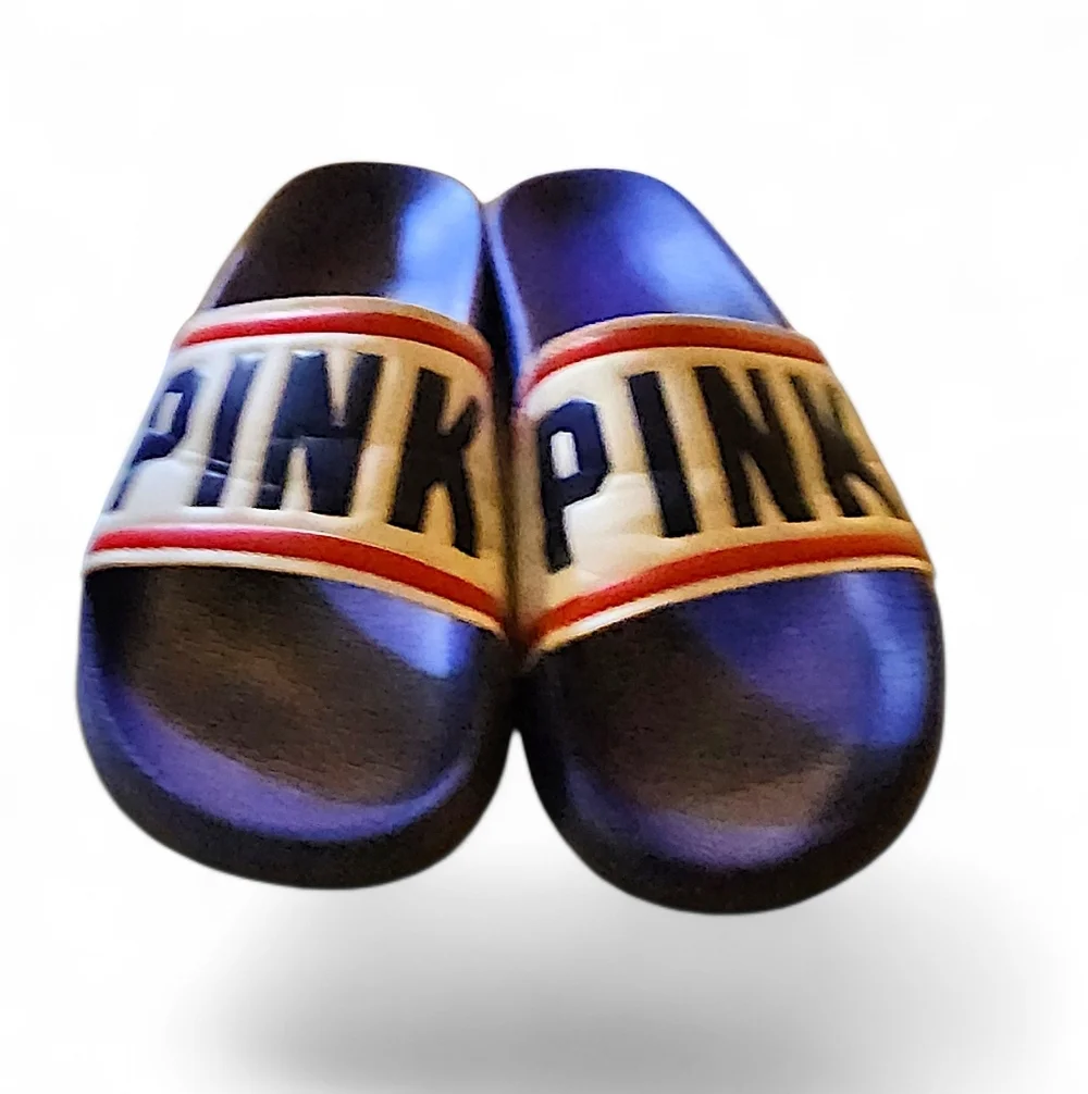 VICTORIAS SECRET PINK LOGO SLIDES SANDALS BEACH SHOWER SHOES SIZE M - Picture 2 of 8